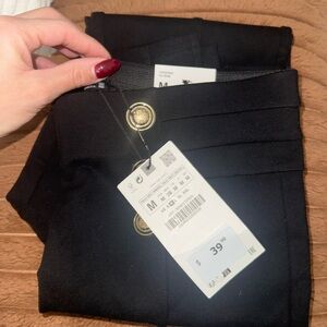 Zara Black Leggings with Gold Button Detail